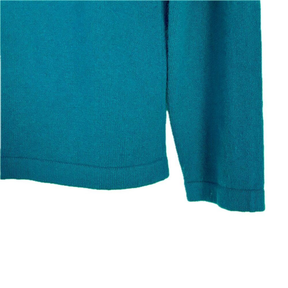 Pure Collection Cashmere Button Cardigan Sweater Crew Neck Teal Sz 8/10 - Picture 8 of 8